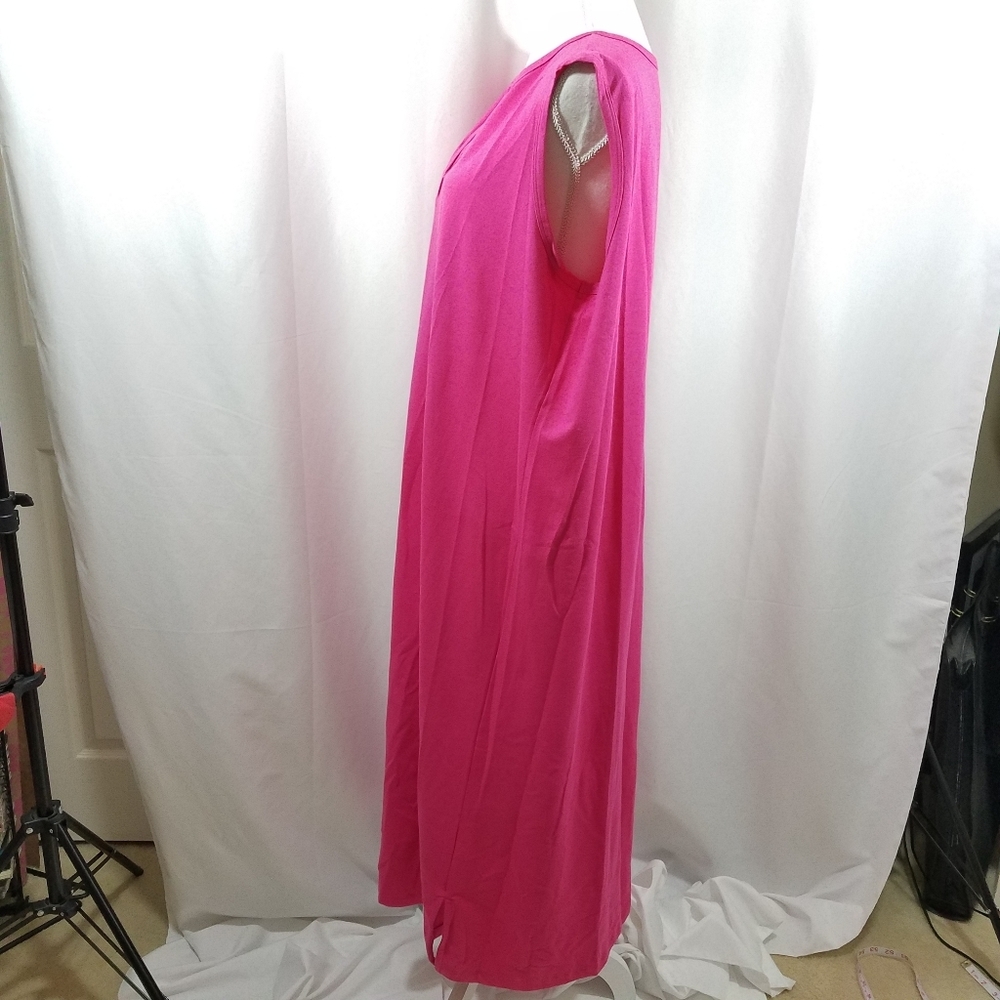 Denim & Co Sleeveless V-Neck 2XP Pink Jersey Dress - Picture 3 of 16